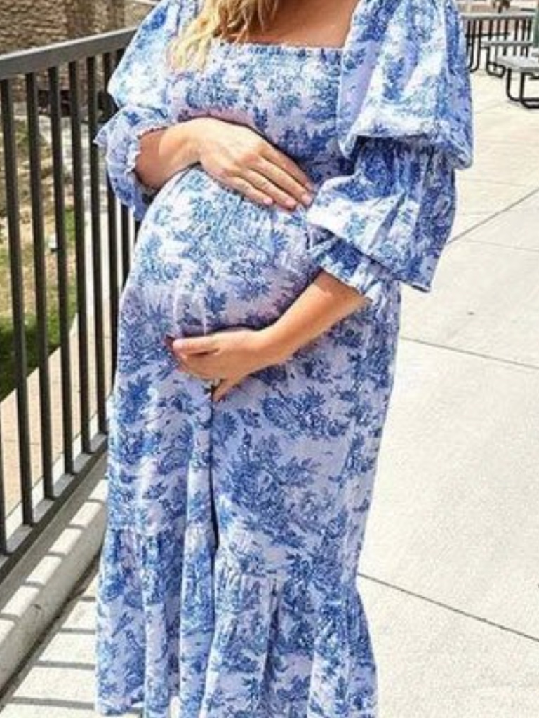 Momyknows Bnwt Off-Shoulder Blue & White Maxi Maternity Dress — image 2 of 3